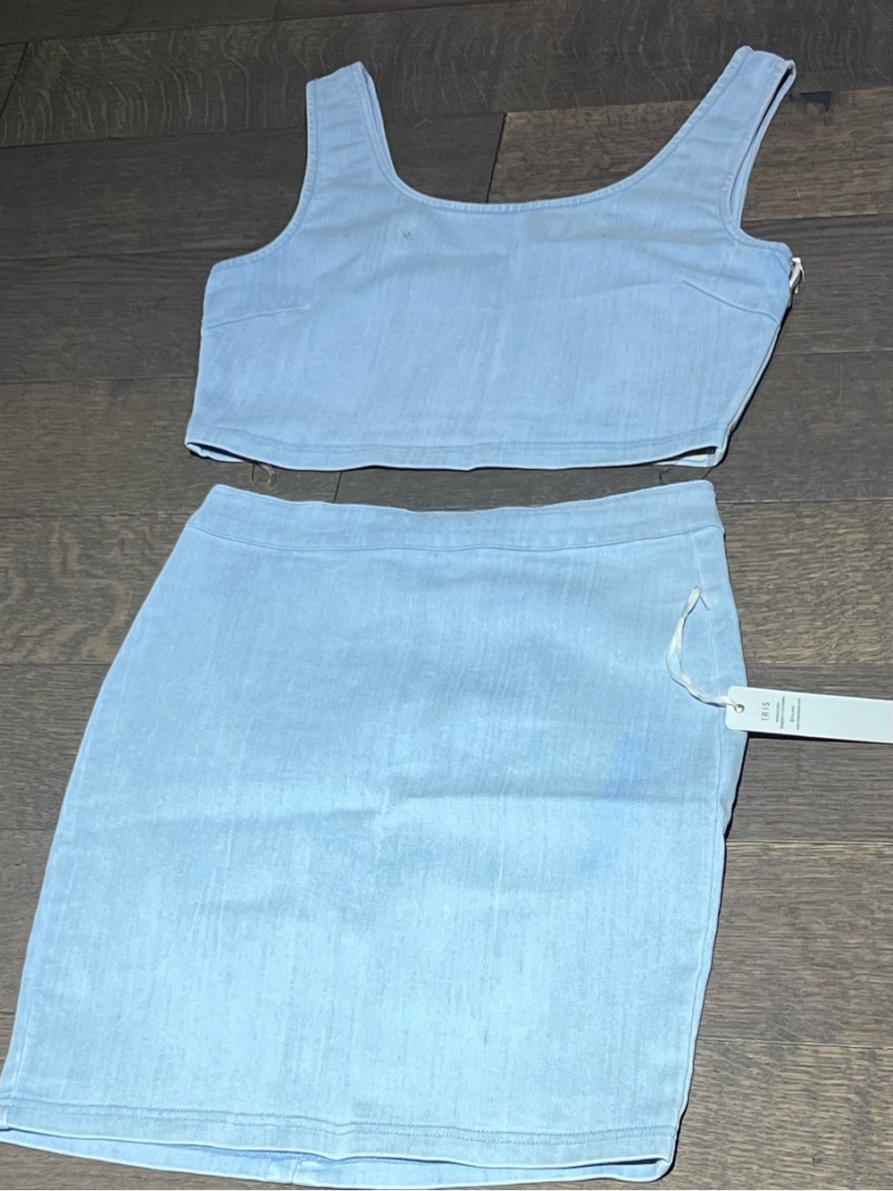 iris Light Blue Denim Crop Top - Soft Blue Tank